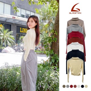 Áo F86 Gladimax cổ leo nhún eo cá tính, trẻ chung croptop cottton dài tay