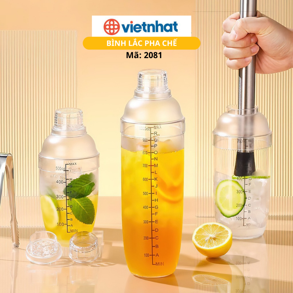 Bình Lắc Pha Chế Trong Suốt 320ml / 460ml / 600ml Chính Hãng VIỆT NHẬT