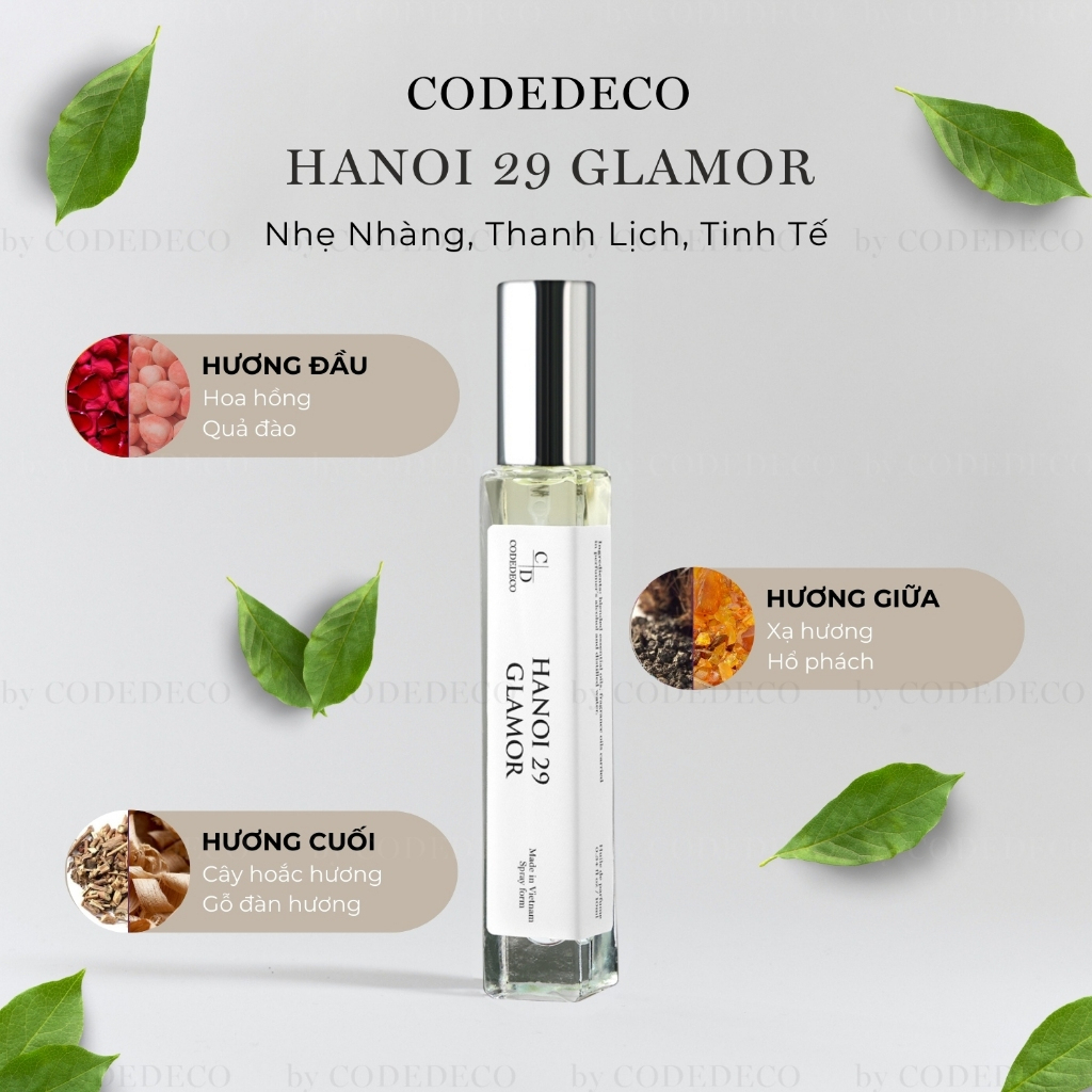 Tinh dầu nước hoa CODEDECO Hanoi 29 Glamor 10ml Nhẹ Nhàng, Thanh Lịch, Tinh Tế | BigBuy360 - bigbuy360.vn