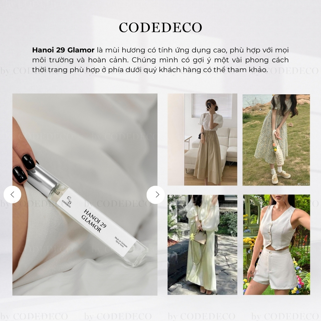 Tinh dầu nước hoa CODEDECO Hanoi 29 Glamor 10ml Nhẹ Nhàng, Thanh Lịch, Tinh Tế | BigBuy360 - bigbuy360.vn