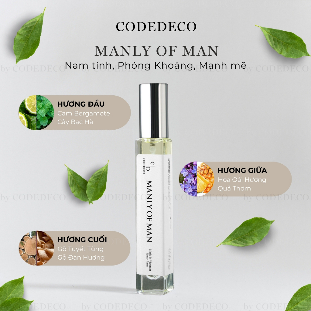 Tinh dầu nước hoa CODEDECO Manly of Man 10ml, Nam Tính, Lịch Lãm, Bí Ẩn | BigBuy360 - bigbuy360.vn