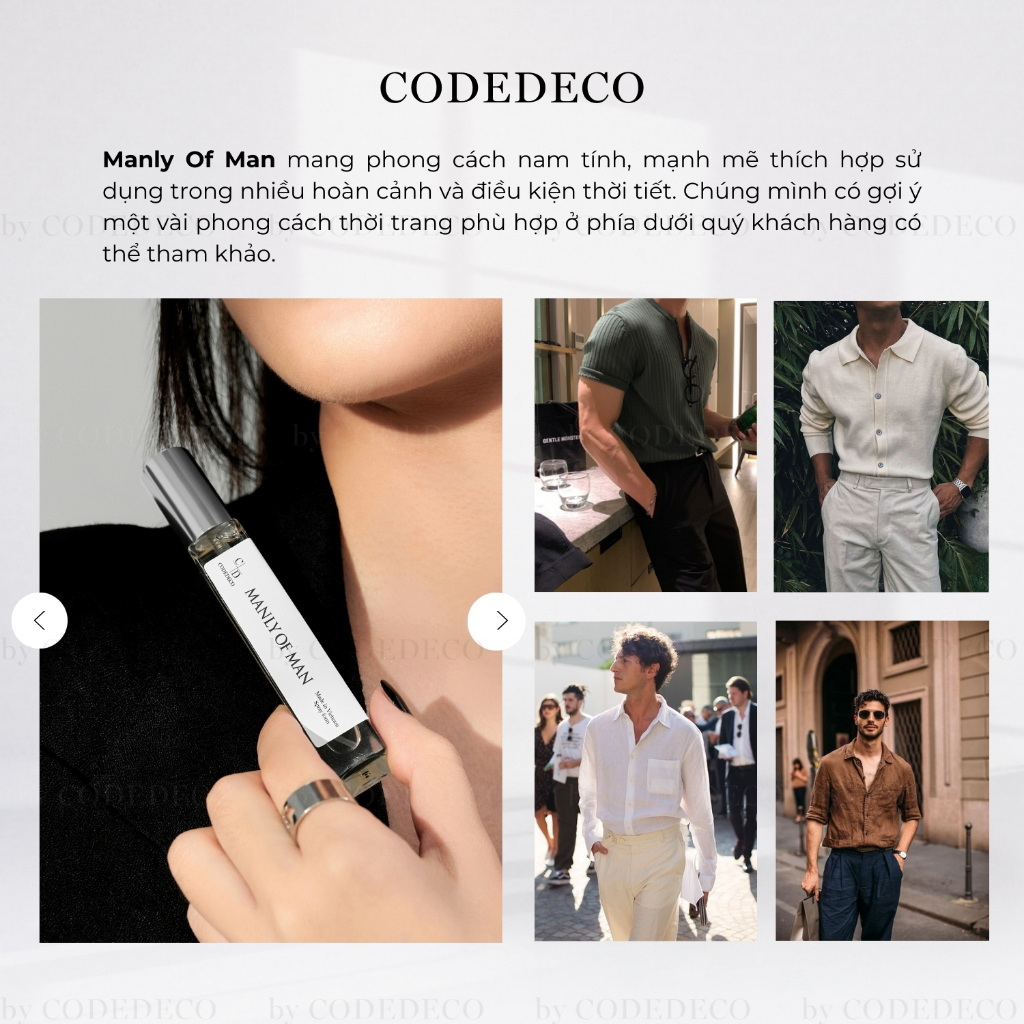 Tinh dầu nước hoa CODEDECO Manly of Man 10ml, Nam Tính, Lịch Lãm, Bí Ẩn | BigBuy360 - bigbuy360.vn