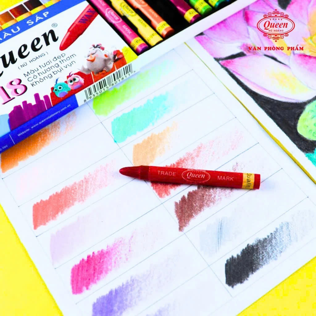 Product image (BẢN MỚI) Bút Sáp Màu Queen 12 Màu / 18 Màu / 24 Màu WCR-12,18,24 Hàng Chính Hãng Có Hương Thơm, Màu Sáng, Tô Đẹp 1