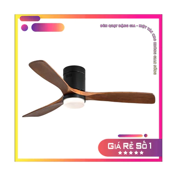 Quạt trần 3 cánh gỗ,quạt trần đèn chung cư trần nhà thấp điều khiển từ xa 6 cấp gió xoay đảo chiều hút ẩm tiện lợi