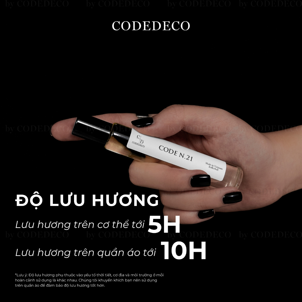 Tinh dầu nước hoa CODEDECO CODE N.21 10ml, Phóng Khoáng, Nam Tính, Cuốn Hút | BigBuy360 - bigbuy360.vn