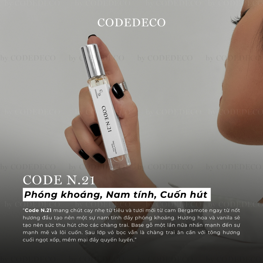 Tinh dầu nước hoa CODEDECO CODE N.21 10ml, Phóng Khoáng, Nam Tính, Cuốn Hút | BigBuy360 - bigbuy360.vn