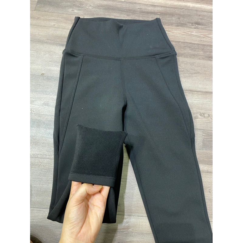 Quần Legging cạp cao lót nỉ không túi,có gân