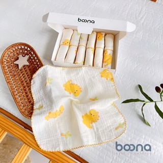 Hộp 6 Khăn sữa Muslin Boona cao cấp chạy viền ziczac chất vải xô mềm mại an toàn cho bé -Lucie's Mom