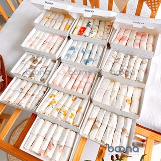 Hộp 6 Khăn sữa Muslin Boona cao cấp chạy viền ziczac chất vải xô mềm mại an toàn cho bé -Lucie's Mom