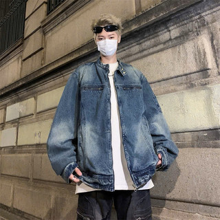 Áo Jeans Nam Nữ Màu Xanh Đậm Phối Hình Thêu Ở Tay, From Rộng Thời Trang Unisex
