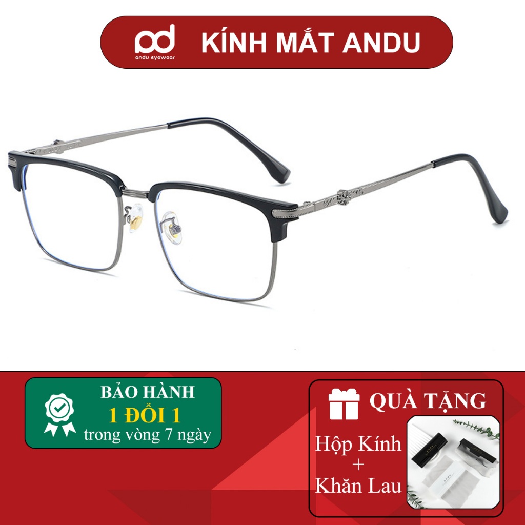 Ảnh Gọng kính cận nửa viền thời trang nam nữ ANDU EYEWEAR dáng vuông chất liệu TITAN - 31262 1