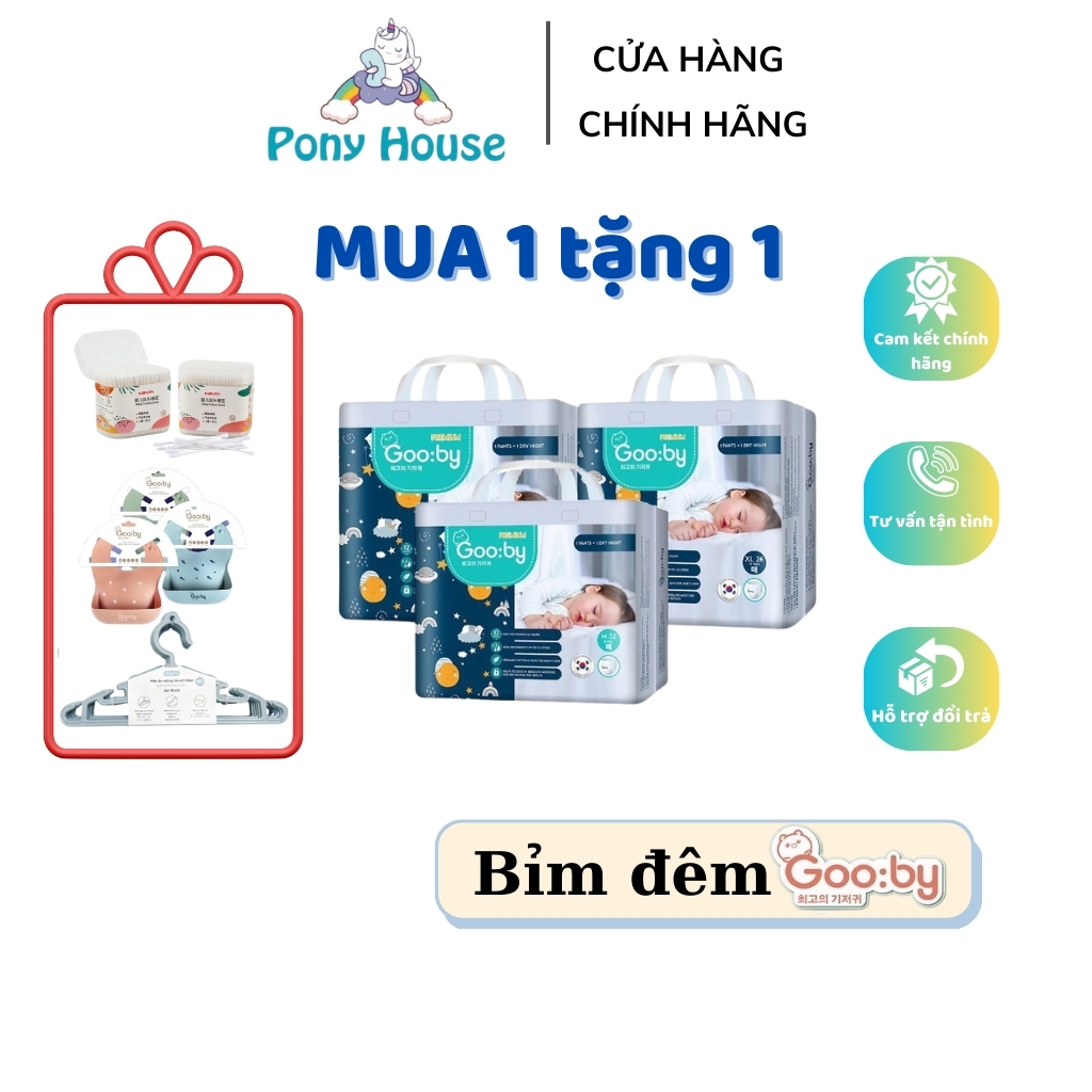 (Tặng Quà) Tã/bỉm Gooby Premium - Bỉm đêm Hàn Quốc siêu mỏng, chống tràn đủ size cho bé 6-20kg