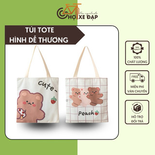 Túi Tote hình dễ thương chất liệu vải dày canvas thời trang bắt mắt bắt trend