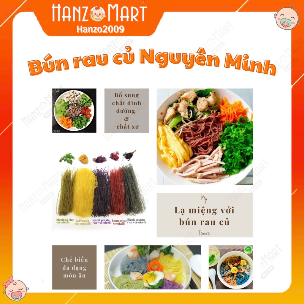 Bún rau củ Nguyên Minh cho bé ăn dặm bí đỏ/khoai lang/củ dền/chùm ngây 300gr