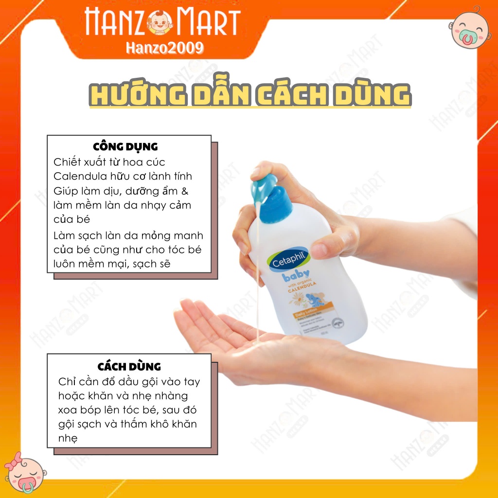 Sữa tắm gội Cetaphil cho bé - Cetaphil Baby Wash & Shampoo with Organic Calendula 230ml 400ml