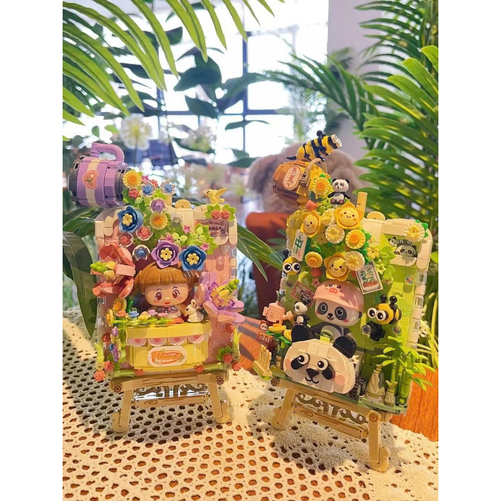 Ảnh Bộ lắp ráp mô hình bức tranh mùa hè, bí mật gấu trúc, chủ đề Halloween LOZ mini 1