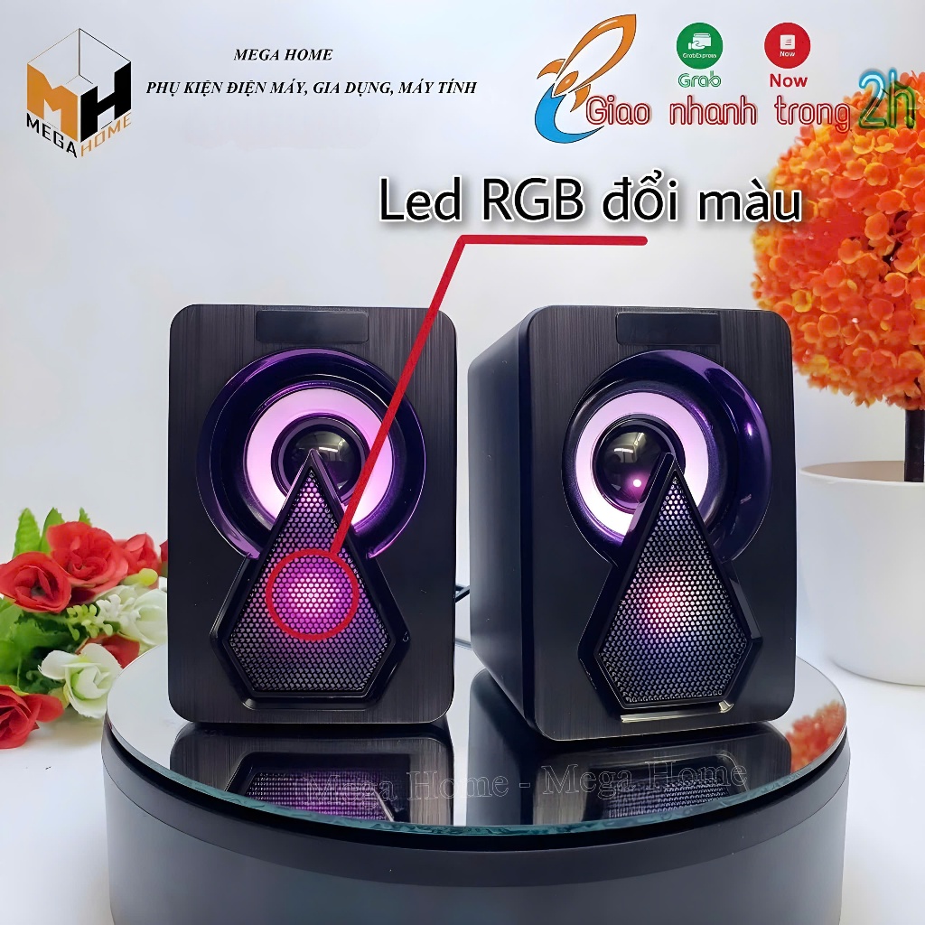 Loa vi tính 2.0 mini E1046 tích hợp led RGB đổi màu, chất âm cực hay ...