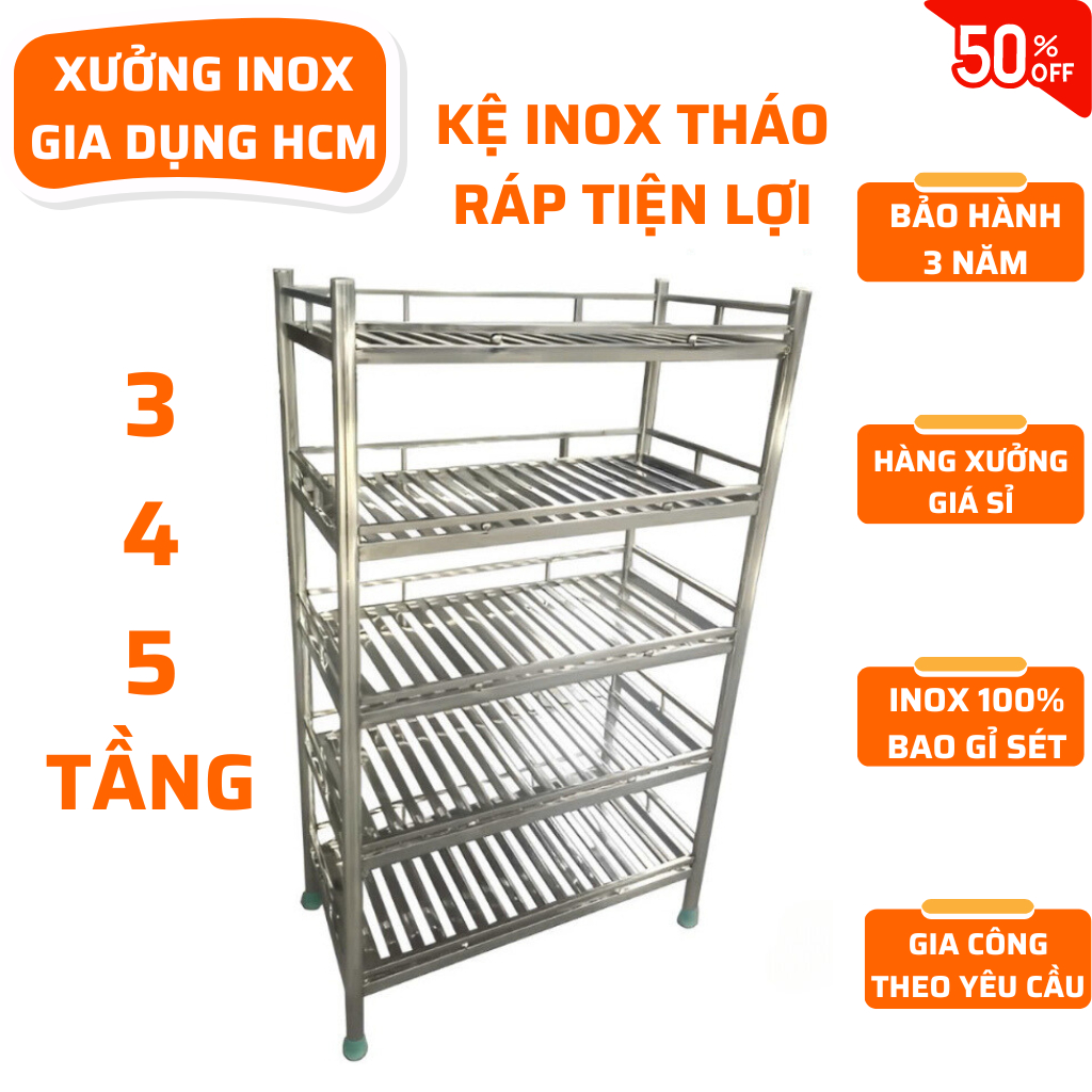 Kệ inox tháo ráp tiện lợi chắc chắn, kệ để đồ nhà bếp, kệ chén inox, kệ ...