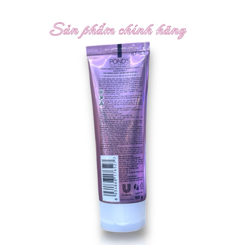 Sữa Rửa Mặt POND’S Bright Miracle Trắng Hồng 50gram chính hãng mẫu mới.