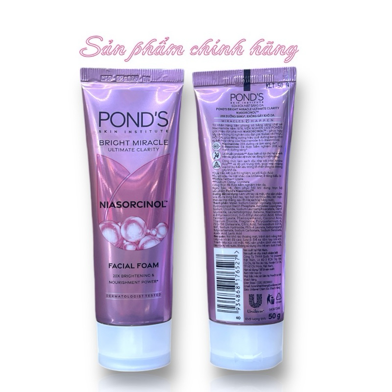 Sữa Rửa Mặt POND’S Bright Miracle Trắng Hồng 50gram chính hãng mẫu mới.