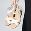 Sandal đế xuồng KOSU cao 8cm, sandal Ankle Strap chéo thiết kế đế chống trơn trượt cho nữ 23004
