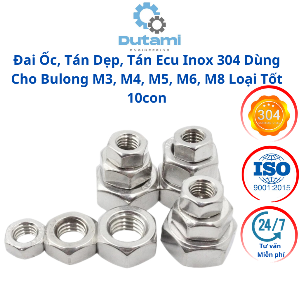 Đai Ốc, Tán Dẹp, Tán Ecu Inox 304 Dùng Cho Bulong M3, M16 Loại Tốt 5con ...