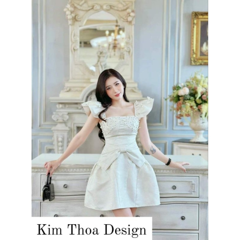 Váy thiết kế gấm vân mây đính kết hồ điệp hoa – Cover Lam Khuê siêu cấp | Kim Thoa Design kèm video & feedback