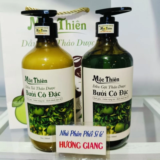 Cặp gội xả thảo dược Bưởi cô đặc Mộc Thiên 500ml, dầu gội cặp, dầu gội , dầu xả, cặp dầu gội