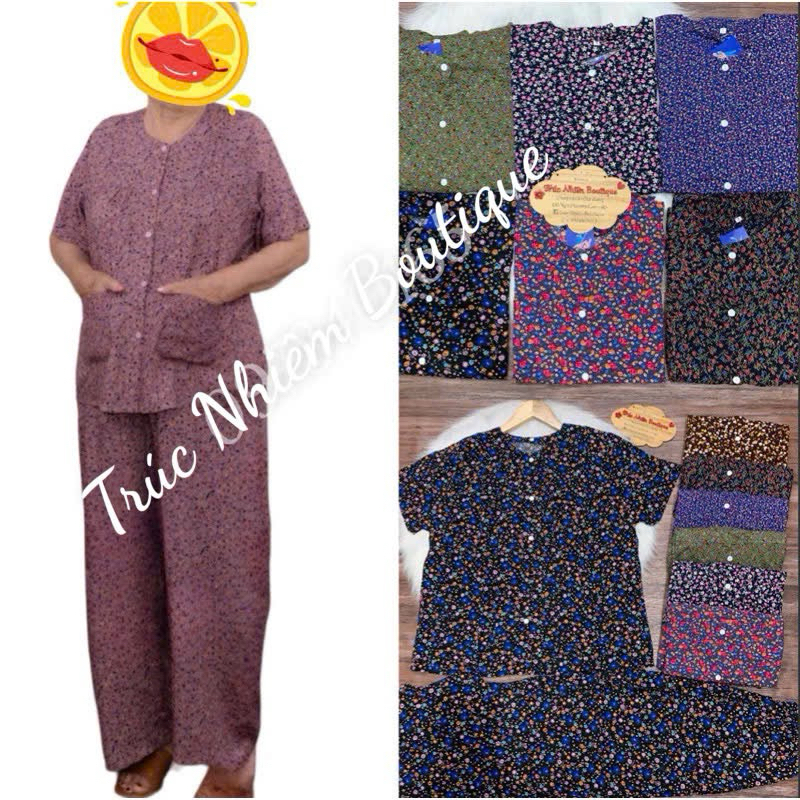 Đồ bộ tole nhung bà già rã đô cài nút loại 1 nhiều họa tiết đẹp - B888