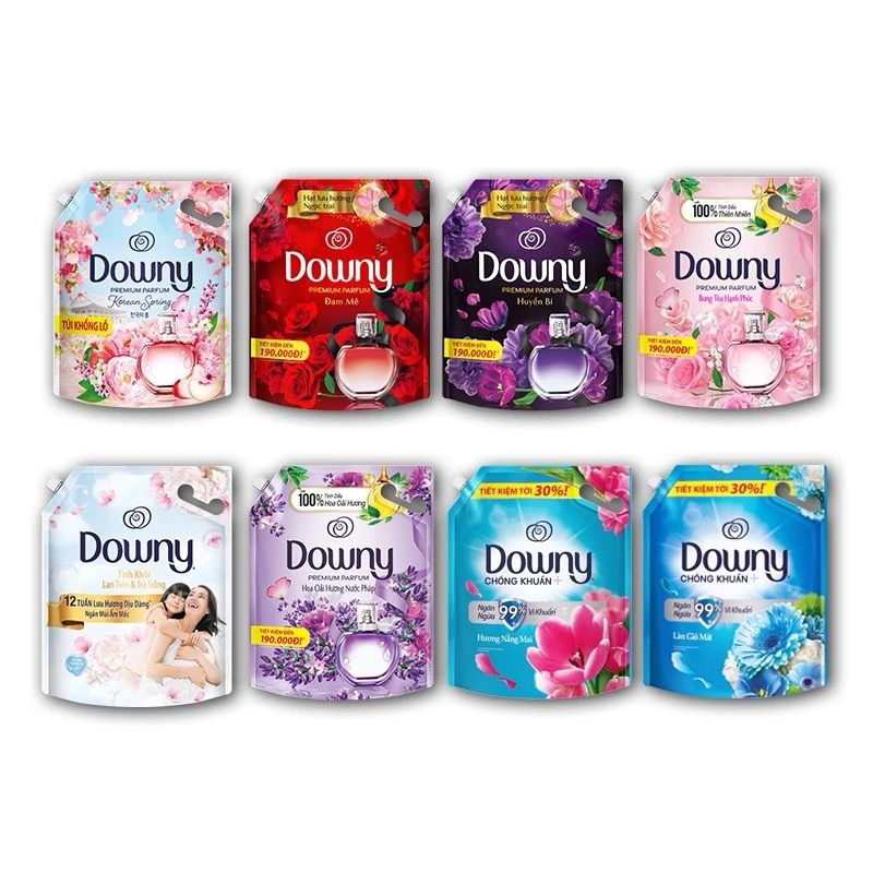 Nước xả vải Downy hương nước hoa huyền bí túi và Đam mê/nắng mai túi
