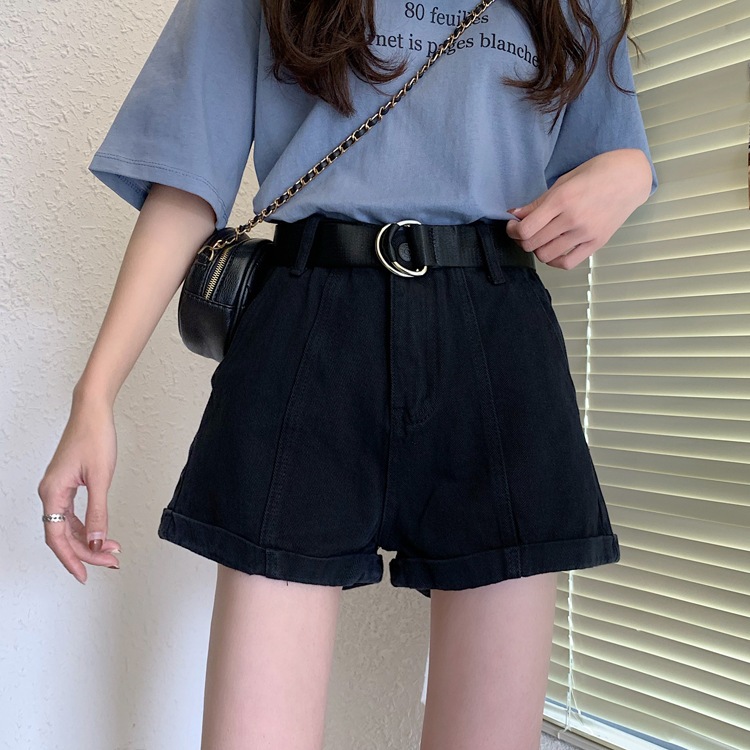 (S-XL) Quần Short  Nữ Kaki Lưng Cao Gập Gấu TiQi, Quần Đùi Phong Cách Hàn Quốc 3 Màu