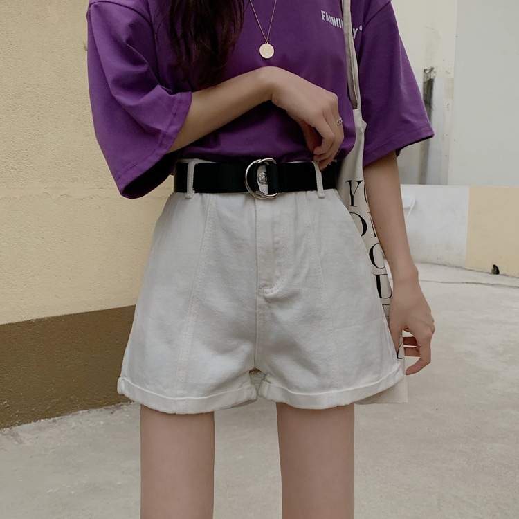 (S-XL) Quần Short  Nữ Kaki Lưng Cao Gập Gấu TiQi, Quần Đùi Phong Cách Hàn Quốc 3 Màu