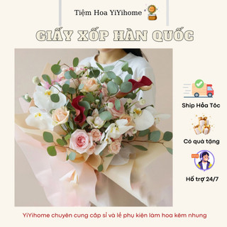 Giấy Gói Hoa Xốp Hàn Cao Cấp Kích Thước 58*58cm, Không Nhăn, Không Thấm Nước DIY YiYihome