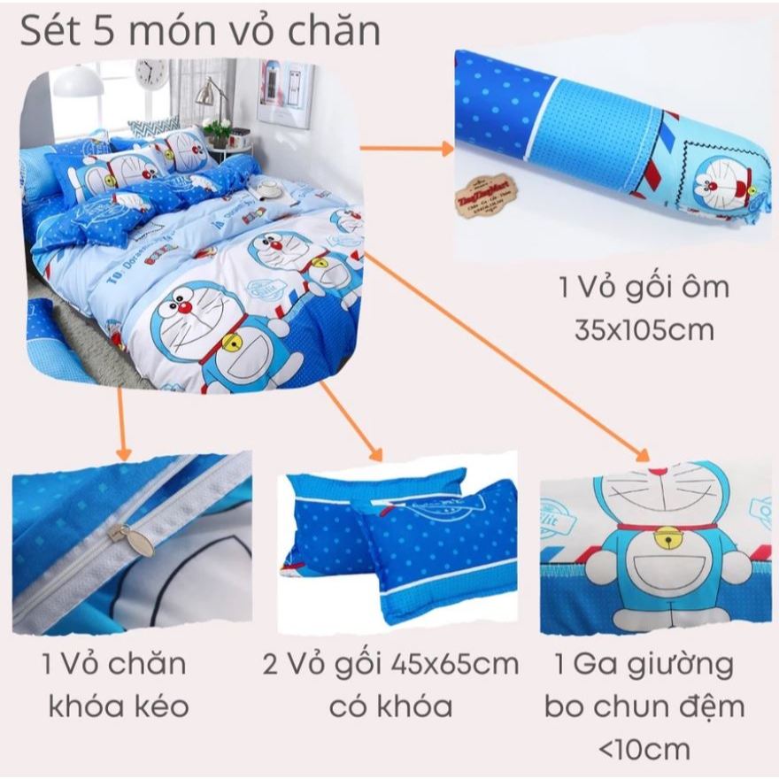 Ảnh Set 5 Món Vỏ Chăn Cao Cấp - Vỏ Chăn + Ga + Vỏ gối nằm + Vỏ gối ôm - Đủ mọi kích thước 1
