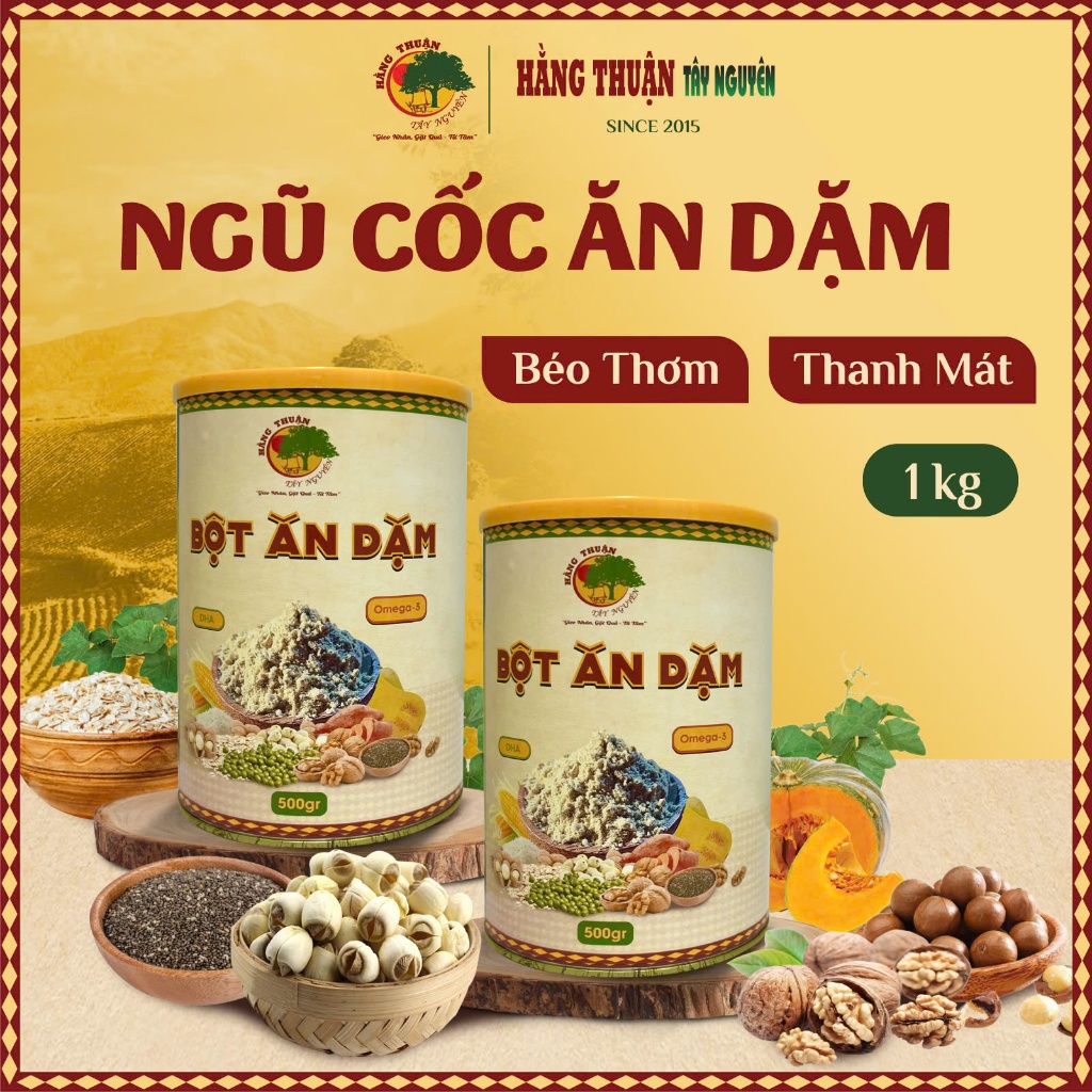 Bột Ngũ Cốc 14 Thành Phần Hạt - Ăn Dặm Cho Bé Hằng Thuận Tây Nguyên (500gram)