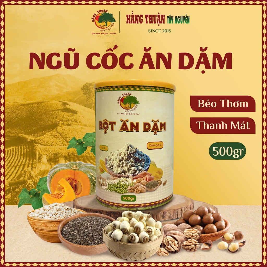 Bột Ngũ Cốc 14 Thành Phần Hạt - Ăn Dặm Cho Bé Hằng Thuận Tây Nguyên (500gram)