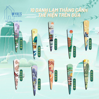 Bộ 10 đôi đũa hợp kim sợi thuỷ tinh kháng khuẩn, chống ẩm mốc chịu được nhiệt độ cao hình phong cảnh