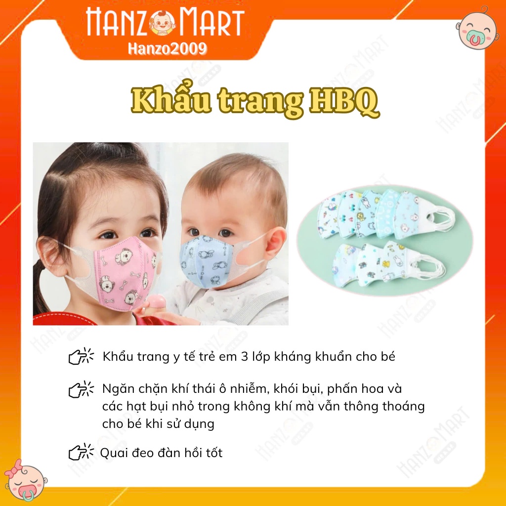 Set 5 Khẩu Trang 3D Cho Bé - HBQ Kids