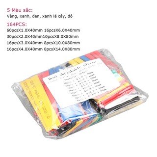 Ống co nhiệt cách điện, nhiều màu, đủ kích cỡ 164 ống Bảo vệ cáp sạc, dây điện loại tốt
