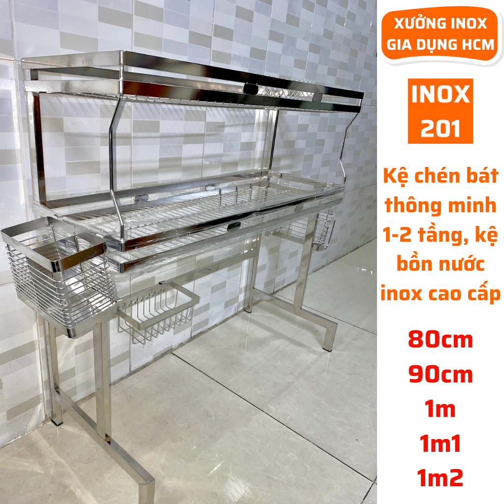 [INOX 201] Kệ chén bát inox thông minh, kệ bồn rửa chén đa năng tiện ...