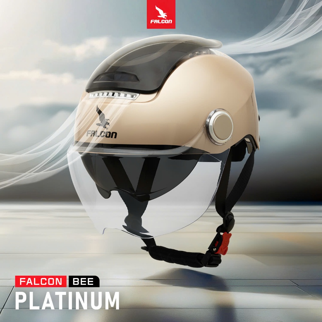 Nón POC Đạt Chuẩn Xe Máy Falcon Bee Màu Titanium Bóng + Sẵn 2 kính và ...