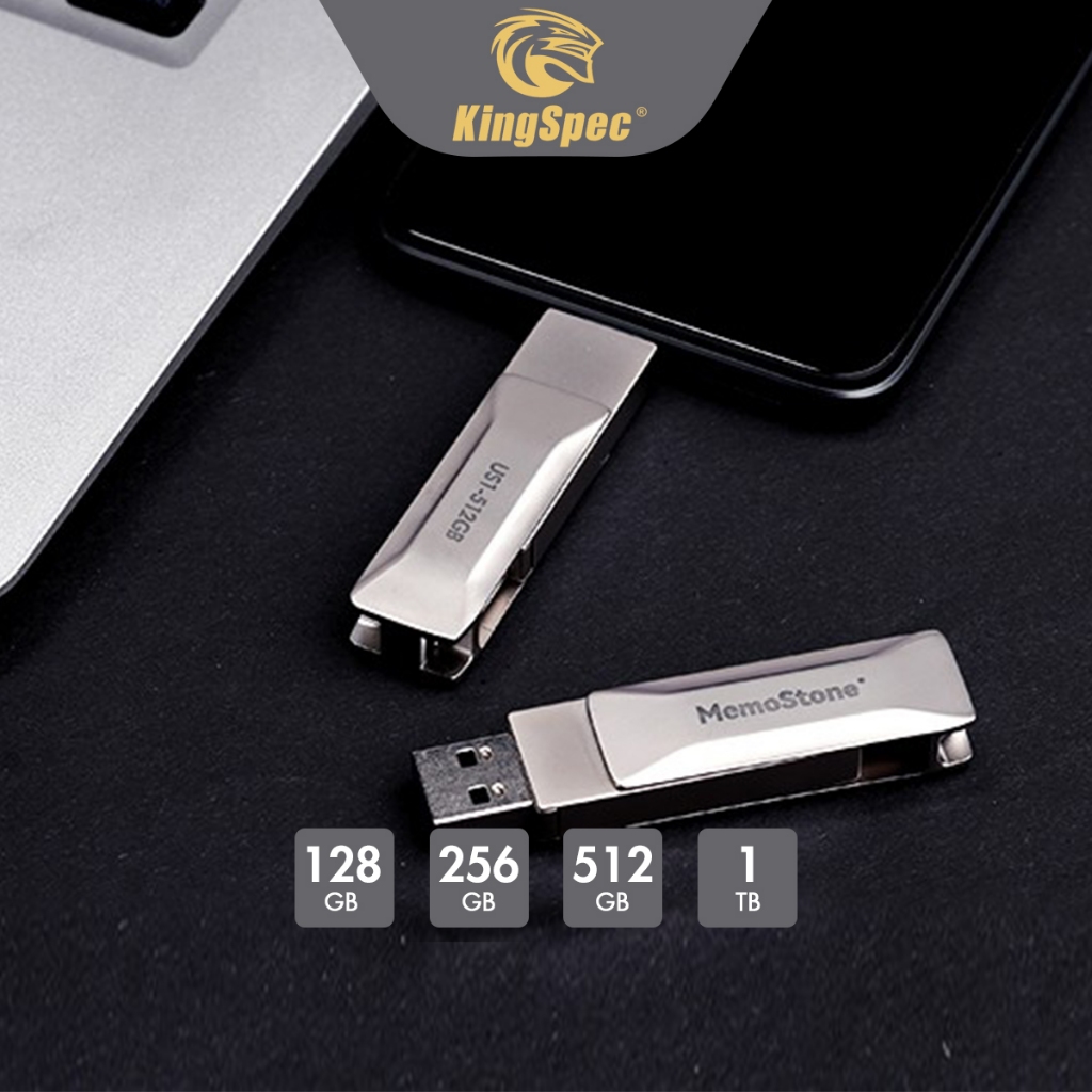 Ổ cứng SSD di động mini USB 2 trong 1 USSD KingSpec , Metal không gỉ ...