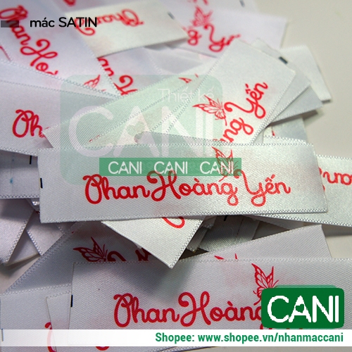 Mác vải Satin lụa In theo yêu cầu (Mẫu riêng) - miễn phí thiết kế Nhãn mác quần áo CANI
