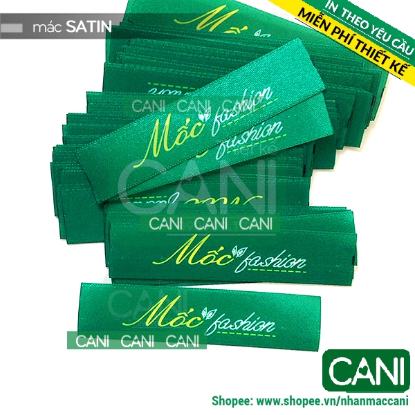 Mác vải Satin lụa In theo yêu cầu (Mẫu riêng) - miễn phí thiết kế Nhãn mác quần áo CANI