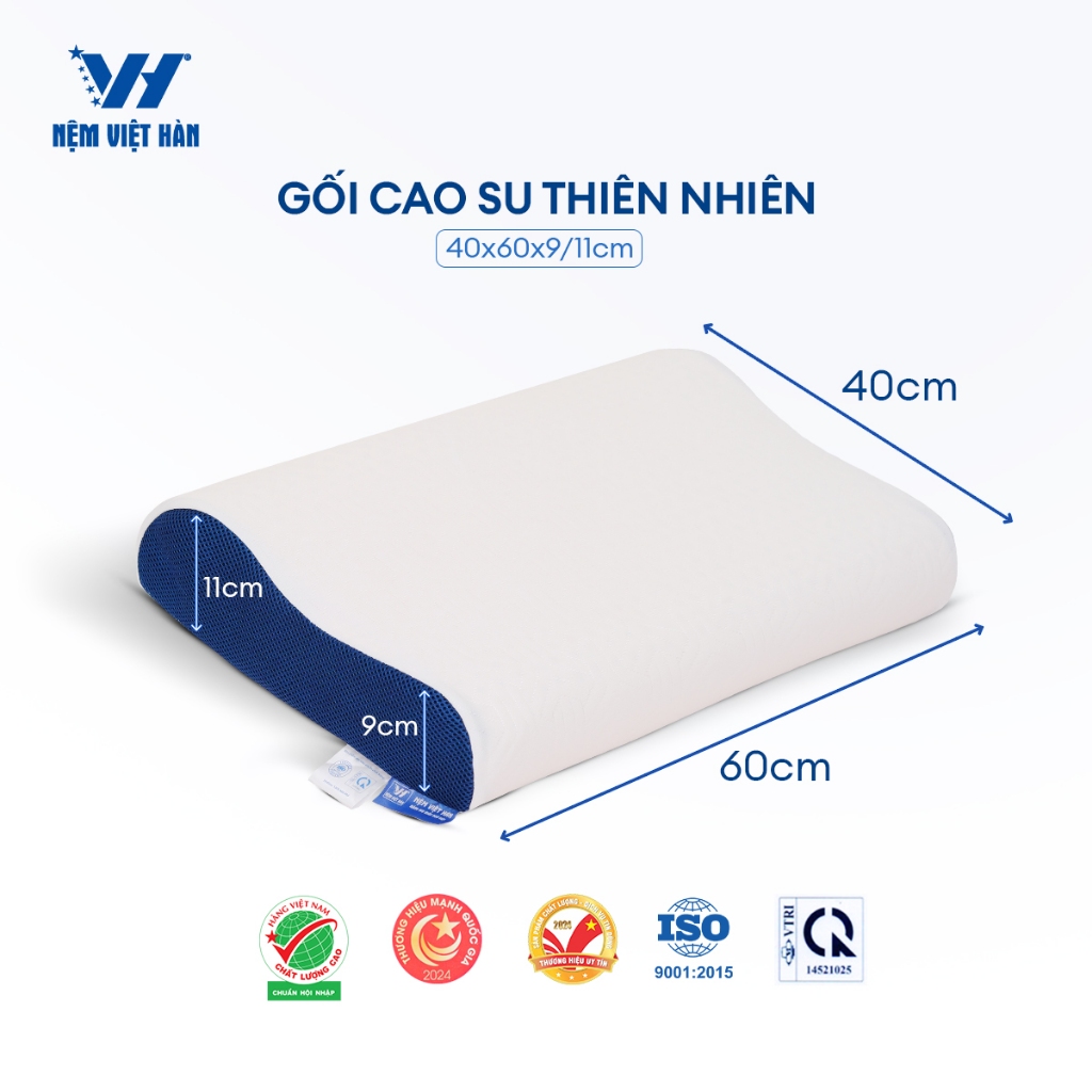 Ảnh Gối nằm cao su thiên nhiên Việt Hàn - Thiết Kế Lượn Sóng, Êm Ái, Thoáng Khí 2