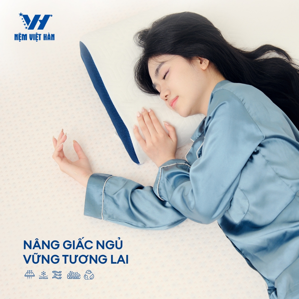 Ảnh Gối nằm cao su thiên nhiên Việt Hàn - Thiết Kế Lượn Sóng, Êm Ái, Thoáng Khí 1