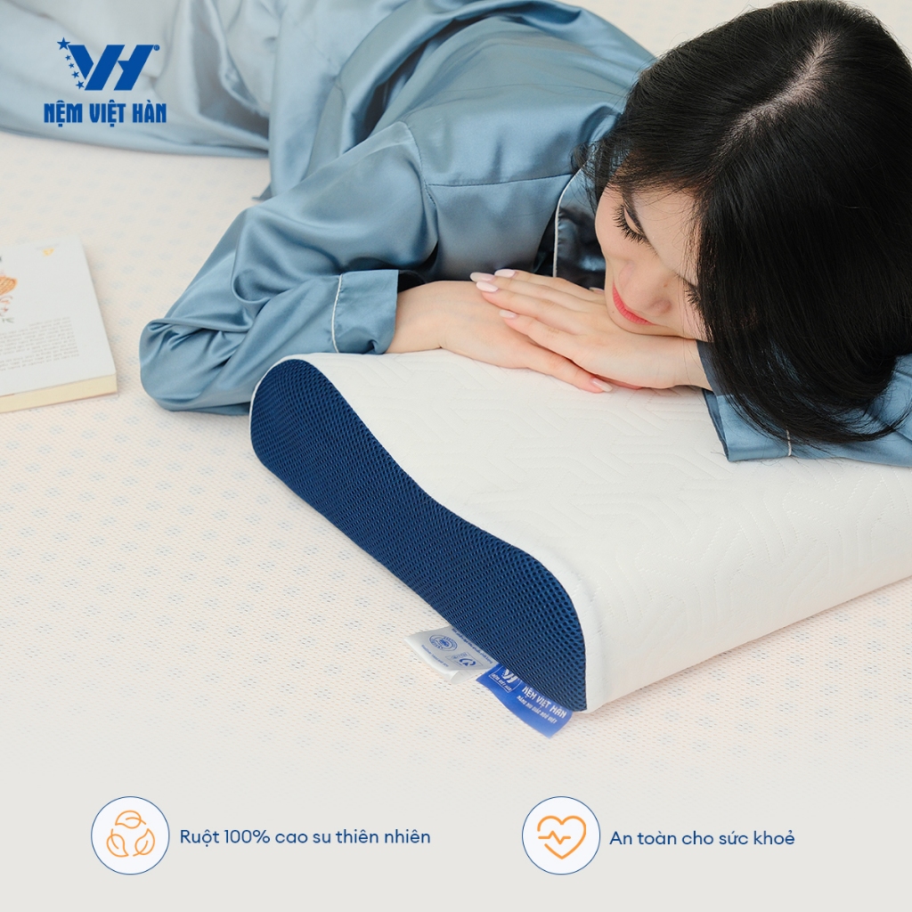 Ảnh Gối nằm cao su thiên nhiên Việt Hàn - Thiết Kế Lượn Sóng, Êm Ái, Thoáng Khí 4