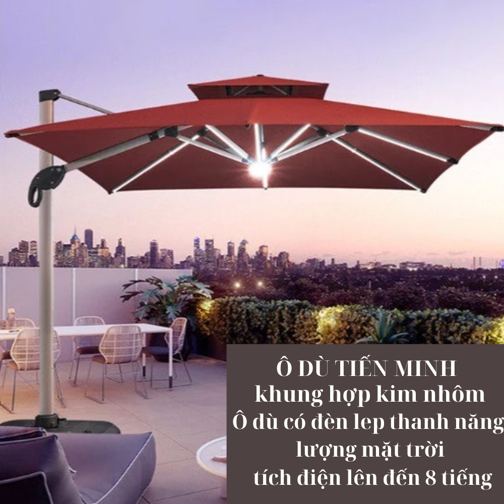 4 Mẫu Ô Lệch Tâm Tròn Hợp Kim sơn tĩnh điện  Xoay 360 loại 3mx3m Nhập Khẩu cao cấp Đế Nhựa Đổ Nước Và Đế Inox