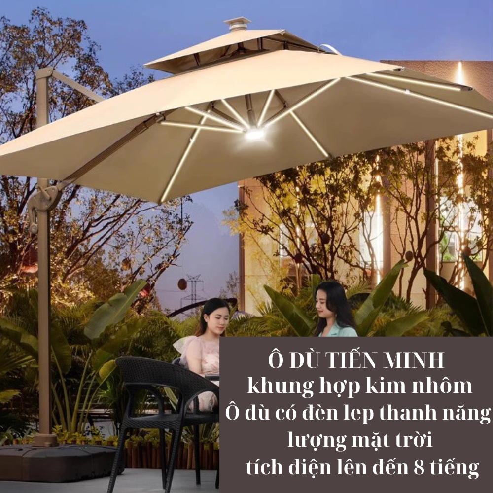 4 Mẫu Ô Lệch Tâm Tròn Hợp Kim sơn tĩnh điện  Xoay 360 loại 3mx3m Nhập Khẩu cao cấp Đế Nhựa Đổ Nước Và Đế Inox