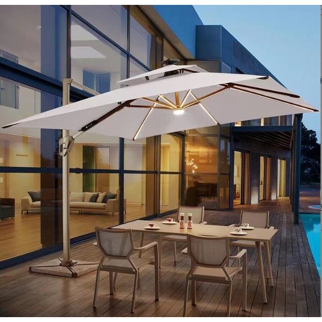 4 Mẫu Ô Lệch Tâm Tròn Hợp Kim sơn tĩnh điện  Xoay 360 loại 3mx3m Nhập Khẩu cao cấp Đế Nhựa Đổ Nước Và Đế Inox